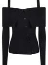 Twinset Ribbed Off-shoulder Top In Black