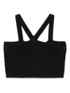 Twinset Twin-set Cropped Textured Knit Top In Black