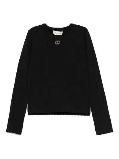 Twinset Kids' Ribbed Top In Black