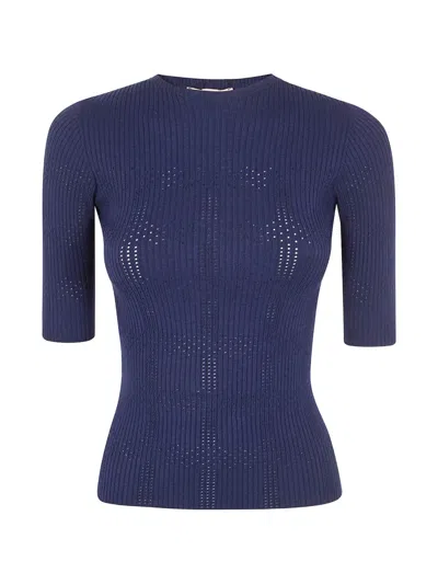 Twinset Ribbed Top In Blue