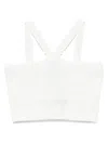 Twinset Twin-set Cropped Textured Top With Cross-front Straps In White