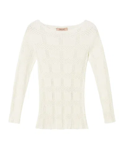 Twinset Ribbed Top In White
