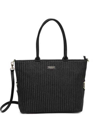 Twinset Ribbed Tote Bag In Black