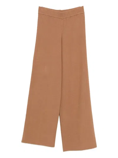 Twinset Ribbed Trousers In Brown