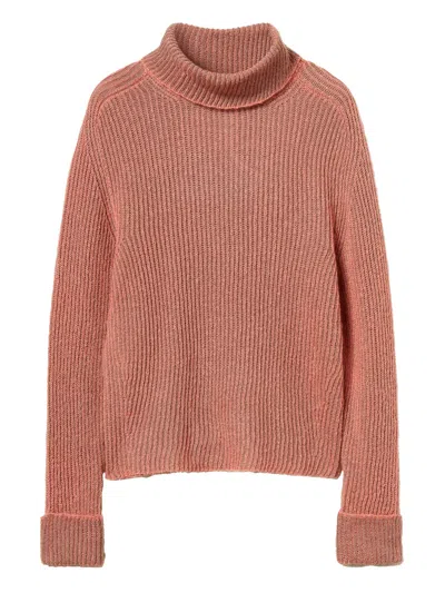 Twinset Ribbed Turtleneck Jumper In Pink