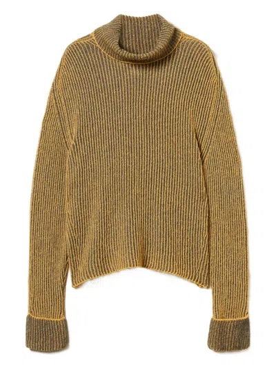 Twinset Ribbed Turtleneck Sweater In Brown