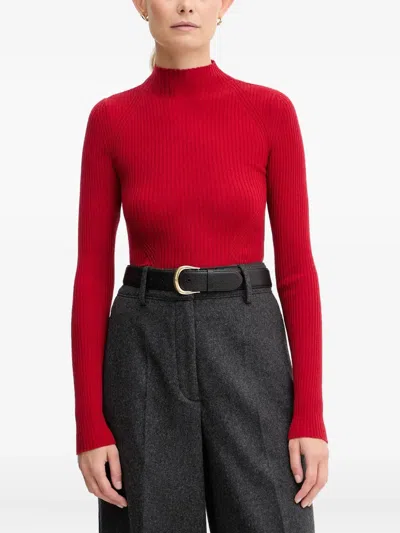 Twinset Ribbed Turtleneck Sweater In Red