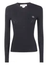 Twinset Twin-set Fitted Black Sweater With Ribbed Texture