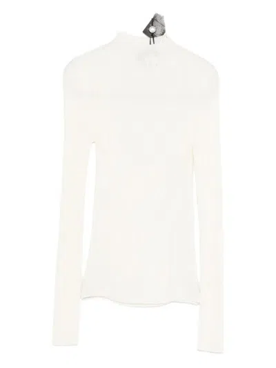 Twinset Ribbed Wool Sweater With High Neckline In White