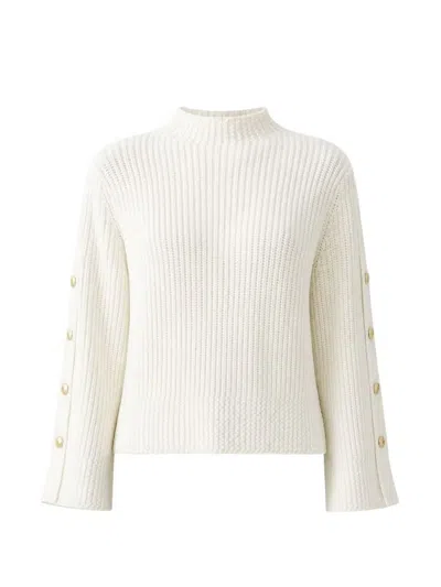 Twinset Ribbed-knit Button-detail Sweater In White