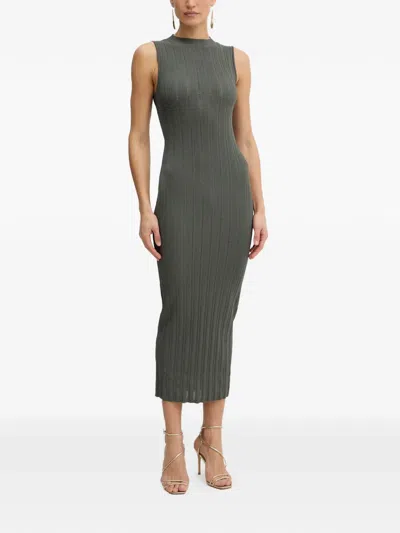 Twinset Ribbed-knit Sleeveless Dress In Green