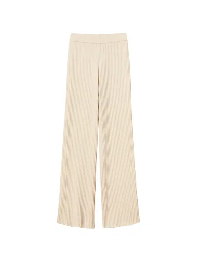 Twinset Ribbed-knit Trousers In Neutral