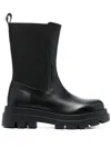 Twinset Ridged-sole Leather Boots In Black