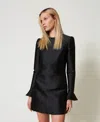 Twinset Robe Courte En Brocart Jacquard In Black
