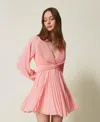 Twinset Robe Courte En Crêpe Georgette Plissé