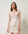 Twinset Robe Courte En Lin Imprimé In Multi