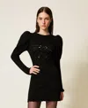 Twinset Robe Courte En Maille Avec Crochet In Black