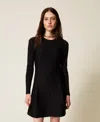 Twinset Robe Courte En Maille Avec Godet In Black