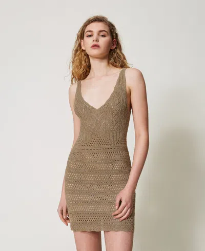 Twinset Robe Courte En Maille Avec Lurex In Multi