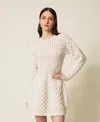Twinset Robe Courte En Maille De Laine Et Cachemire In Neutral
