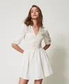 Twinset Robe Courte En Popeline Avec Crochet In Multi
