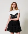 Twinset Robe Courte En Tulle Avec T-shirt In Multi