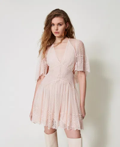 Twinset Robe Courte « Isola Bella » En Dentelle In Neutral