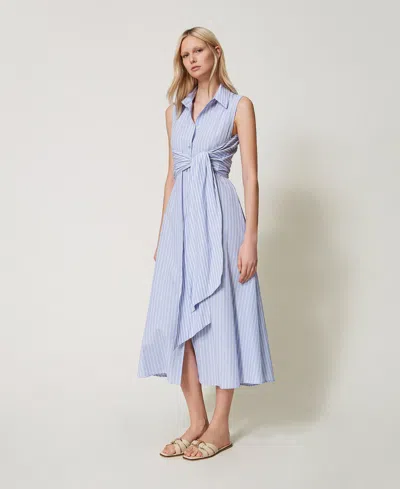 Twinset Robe Longue À Rayures Avec Naud In Multi