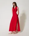 Twinset Robe Longue Ajustée Avec Drapé In Multi