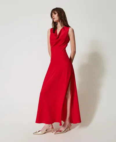 Twinset Robe Longue Ajustée Avec Drapé In Multi