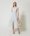 Twinset Robe Longue Avec Broderie Anglaise In White