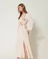 Twinset Twin-set Maxi Dress With Deep V-neckline Andcut-out Detail In Neutral