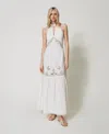 Twinset Robe Longue Avec Broderies In White