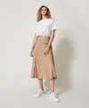 Twinset Long Dress With Satin Skirt In Brown