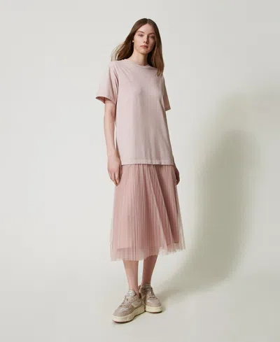 Twinset Robe Longue Avec Jupe En Tulle In Pink