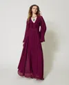 Twinset Robe Longue « Capri » En Crêpe Georgette Avec Volant In Multi