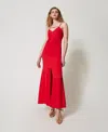 Twinset Robe Longue En Crêpe De Satin In Red
