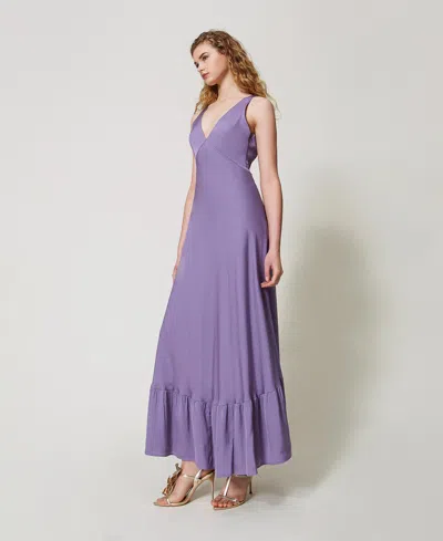 TWINSET ROBE LONGUE EN CRÊPE DE SATIN AVEC VOLANT