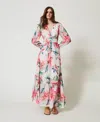 Twinset Robe Longue En Crêpe Georgette Imprimé Floral In Multi
