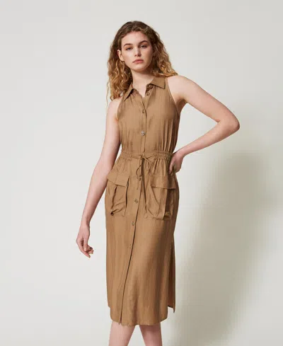 Twinset Robe Longue En Envers Satin In Multi