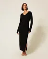 Twinset Robe Longue En Fil Treeblend In Black