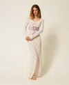 Twinset Robe Longue En Fil Treeblend Avec Incrustation In Multi