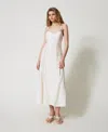 Twinset Robe Longue En Lin Mélangé Avec Lacets In Multi