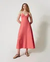 Twinset Spaghetti-strap Maxi Dress In Red