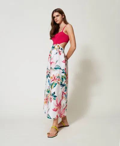 Twinset Robe Longue En Maille Avec Imprimé Floral In Multi