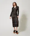 Twinset Robe Longue En Maille Point Dentelle In Multi