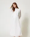 Twinset Twimset Plumetis Linen Maxi Dress In White