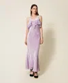 Twinset Robe Longue En Mélange De Velours Et Soie In Multi