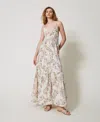 Twinset Robe Longue En Mousseline Florale In Multi