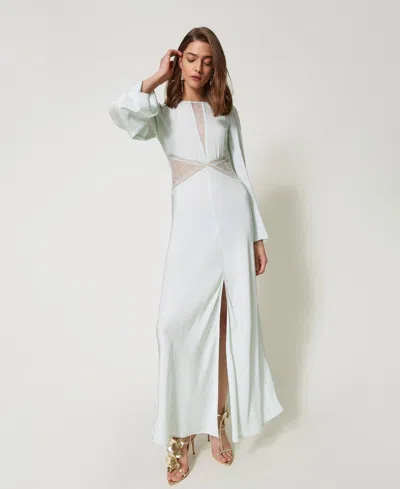 Twinset Robe Longue En Satin Avec Dentelle